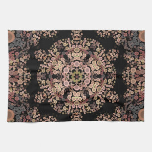 Dot Mandala Flower Brown and Grey Kitchen Towel