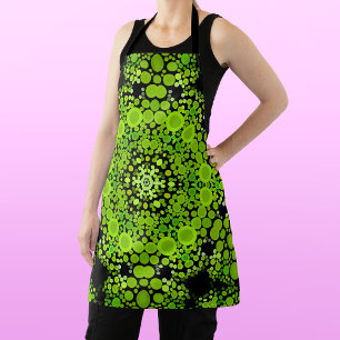 Dot Mandala Flower Green Apron