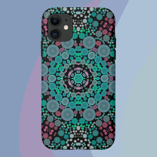 Dot Mandala Flower Green Blue and Red iPhone 11 Case