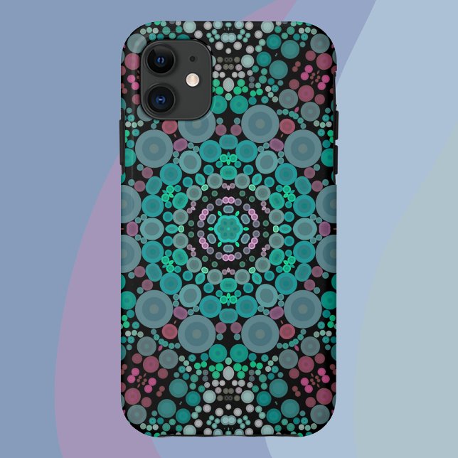 Dot Mandala Flower Green Blue and Red Case-Mate iPhone Case (Creator Uploaded)