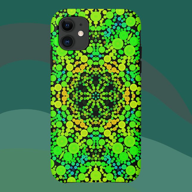 Dot Mandala Flower Green Orange and Yellow Case-Mate iPhone Case (Creator Uploaded)