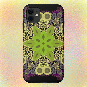 Dot Mandala Flower Green Yellow and Purple iPhone 11 Case