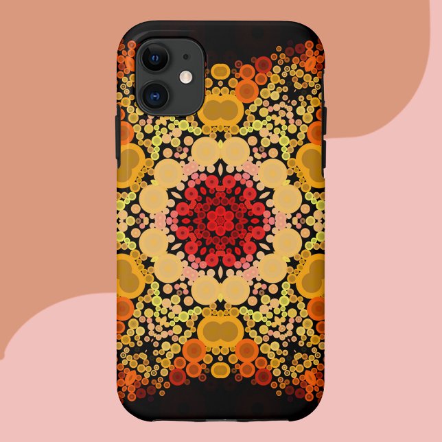 Dot Mandala Flower Orange Yellow and Red Case-Mate iPhone Case (Creator Uploaded)