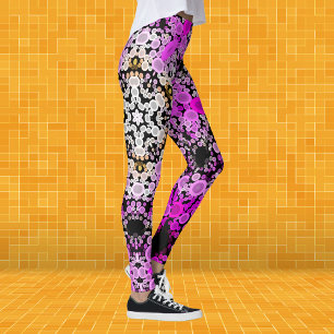 Dot Mandala Flower Pink and White Leggings