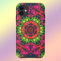 Dot Mandala Flower Pink Green and Orange