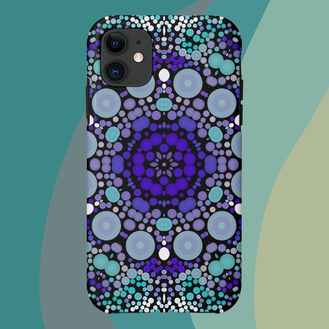 Dot Mandala Flower Purple Blue and White Case-Mate iPhone Case (Creator Uploaded)