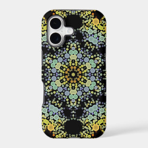 Dot Mandala Flower Yellow Blue and Grey