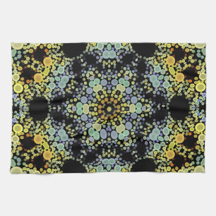 Dot Mandala Flower Yellow Blue and Grey Kitchen Towel