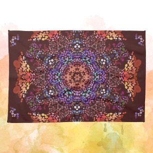 Dot Mandala Orange Blue and Purple Kitchen Towel