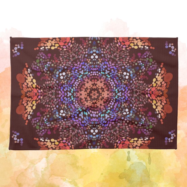 Dot Mandala Orange Blue and Purple Kitchen Towel (Creator Uploaded)