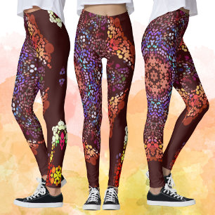 Dot Mandala Orange Blue and Purple Leggings