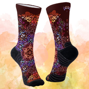 Dot Mandala Orange Blue and Purple Socks