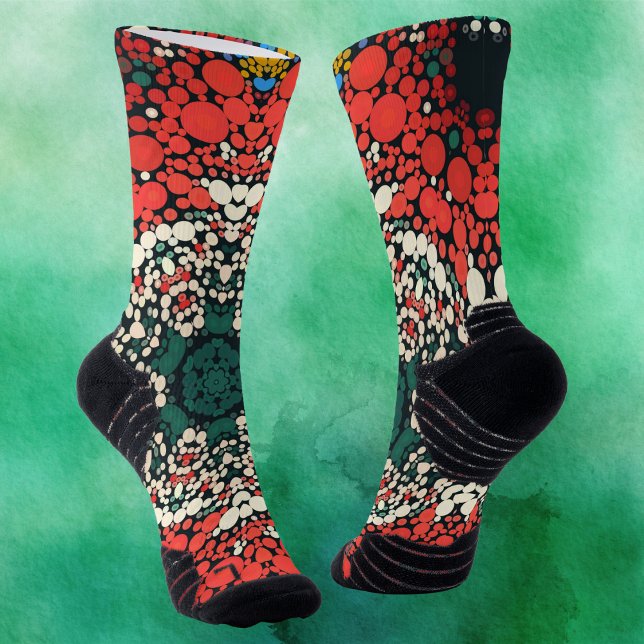 Dot Mandala Red White Blue and Green Socks (Creator Uploaded)