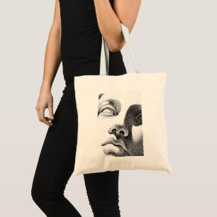Dot Matrix Art: Classical Marble Face Tote Bag