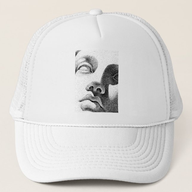 Dot Matrix Art: Classical Marble Face Trucker Hat (Front)