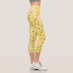 Dot Matrix - Yellow Cream Black-NO TEXT Capri Leggings
