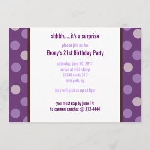 Dot moderne PURPLE 5x7 Invitation Modèle de soirée