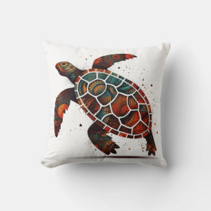 Dot Mosaic Turtle Throw Pillow