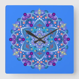 dot painting meets mandala 2 18 square wall clock