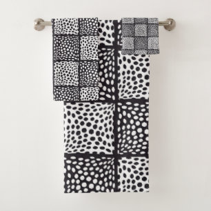 Dot Pattern (Black and White) Bath Towel Set