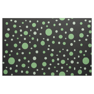 Dot Pattern Green and Grey Circles on Black Fabric