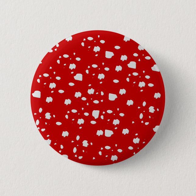 dot pattern with red toadstool mushroom 2 inch round button (Front)