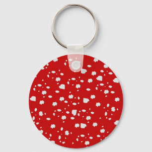 dot pattern with red toadstool mushroom keychain