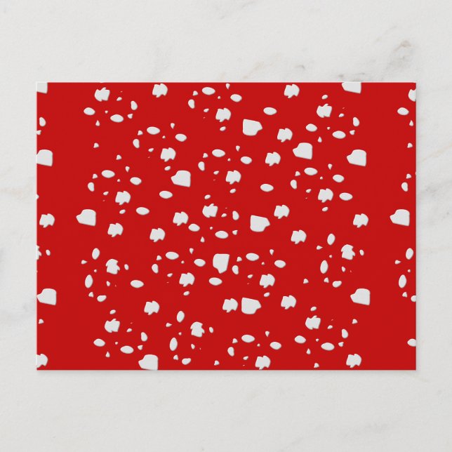dot pattern with red toadstool mushroom postcard (Front)