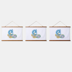 Dot, Sherpa Blue, Golden Sand Design Hanging Tapestry
