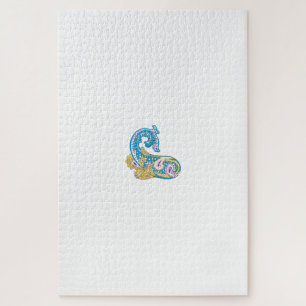 Dot, Sherpa Blue, Golden Sand Design Jigsaw Puzzle