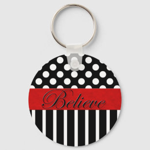 Dot & Strip Believe Keychain