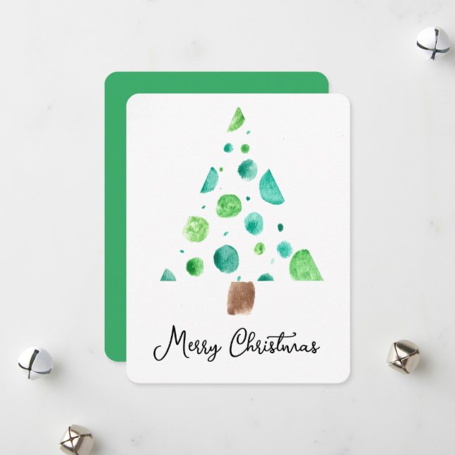 Dot Tree Christmas Flat Card (Front/Back In Situ)