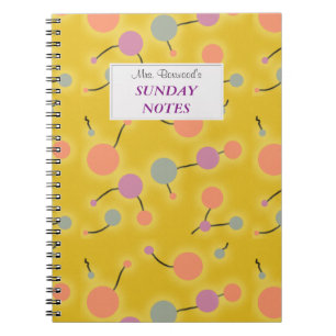 Doted Universe Retro Yellow with Text Label Notebook