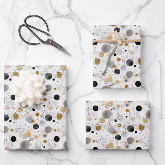 Dots Abstract Watercolor Geometric Pattern Wrapping Paper Sheet (Front)