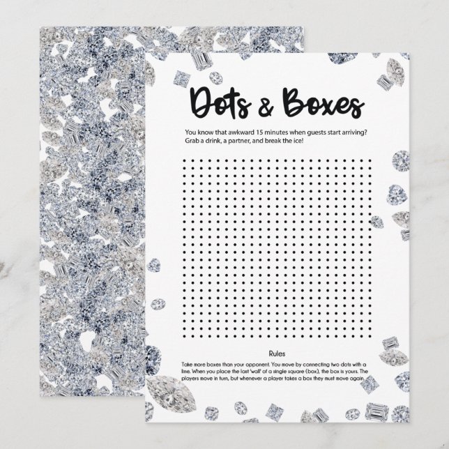 Dots and Boxes Bridal Shower Ice Breaker Game Invitation (Front/Back)