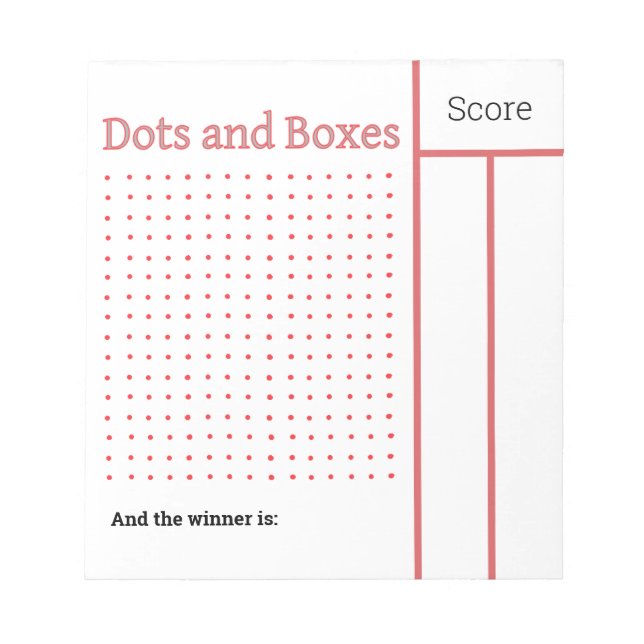 Dots and Boxes, Pencil Game Travel Size Notepad (Front)