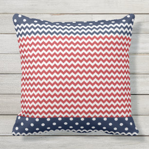 Dots and Chevron Patriotic USA Outdoor Pillow
