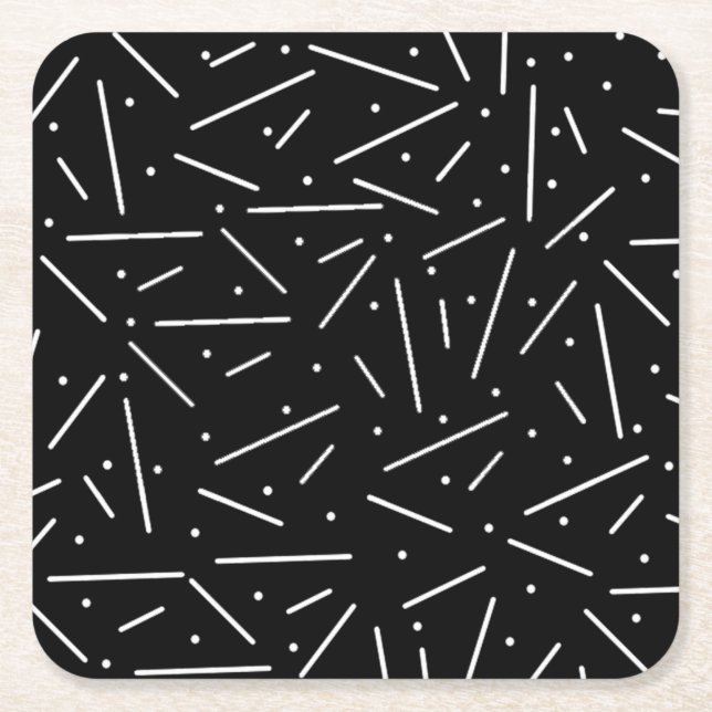 Dots and Dashes on Black Paper Coaster (Front)