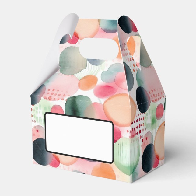 Dots and stripes 4 watercolor favor box (Front Side)