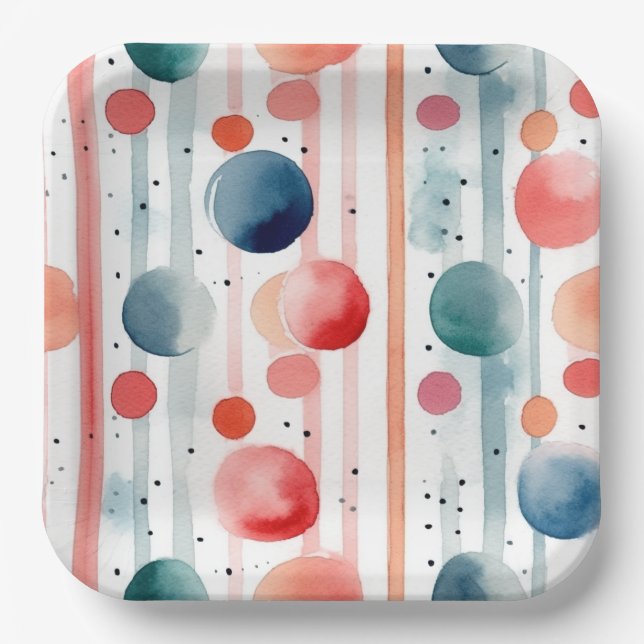 Dots and Stripes 8 Paper Plate (Front)