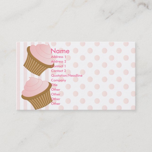 Dots and Stripes and Cupcakes Business Card (Front)
