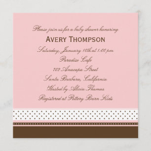 Dots and Stripes Baby Shower Invitation - Pink