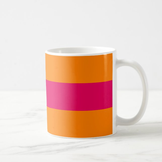 Dots and Stripes Forever hot pink and orange Coffee Mug (Right)