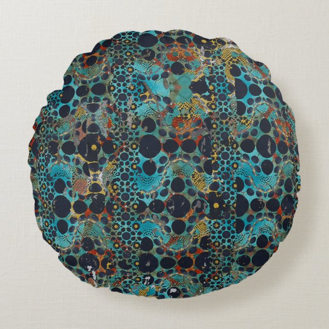 Dots And Waves Round Pillow (Front)