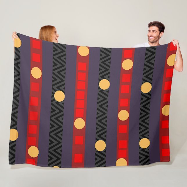 Dots Bands Chevron Purple  Fleece Blanket (In Situ)
