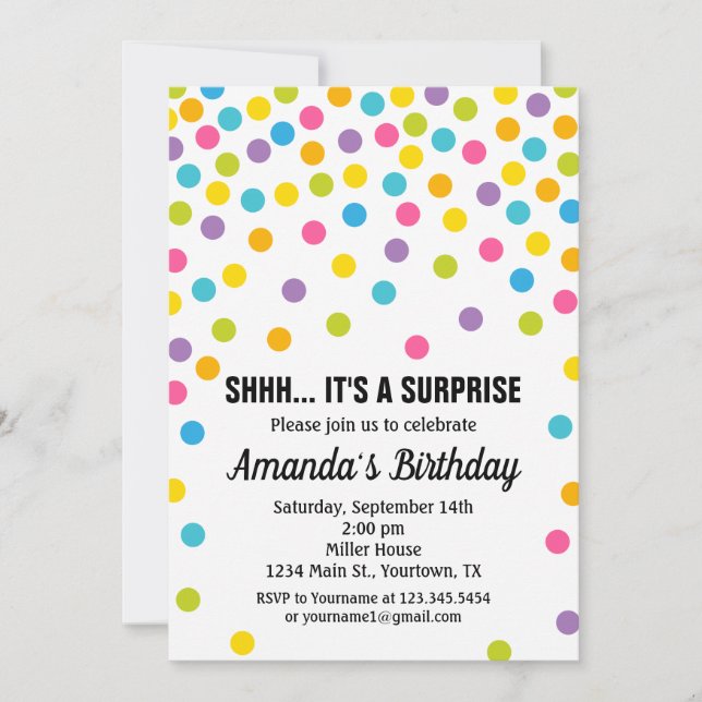 Dots Birthday Party Invitation (Front)