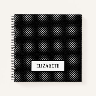 Dots Black White Polka Dot Name Sketch  Notebook