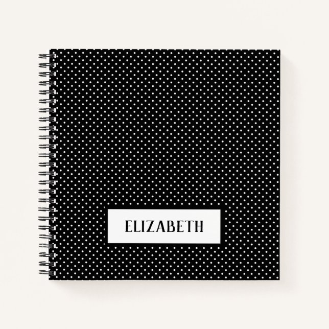 Dots Black White Polka Dot Name Sketch  Notebook (Front)