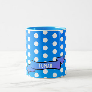 Dots Blue Personalized Ringer Combo Mug