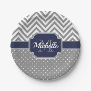 Dots & Chevrons Pattern Paper Plate